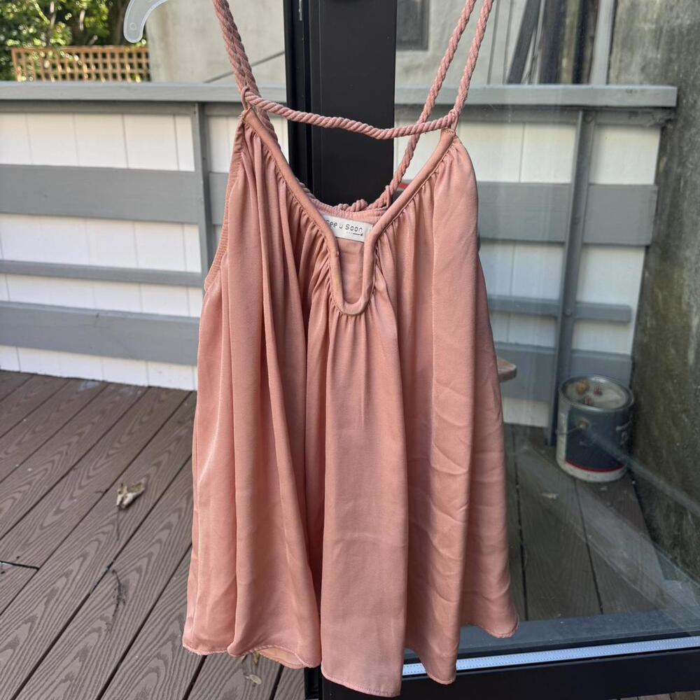 Pink silk top with adjustable rope straps #minidress